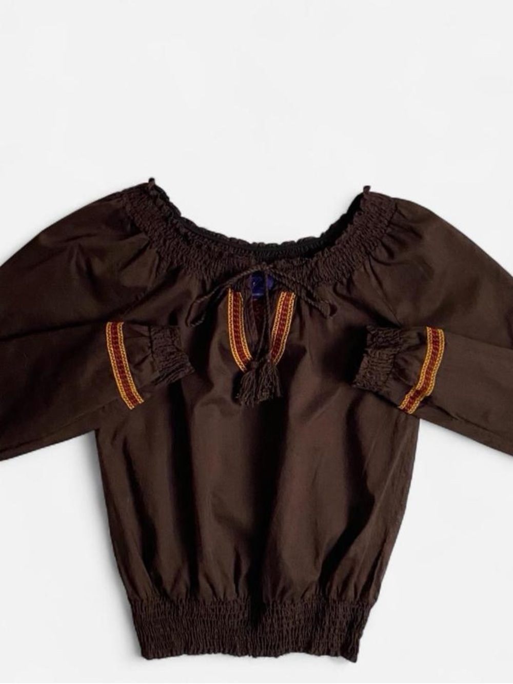 Y2k Miley Cyrus brown boho long sleeve top